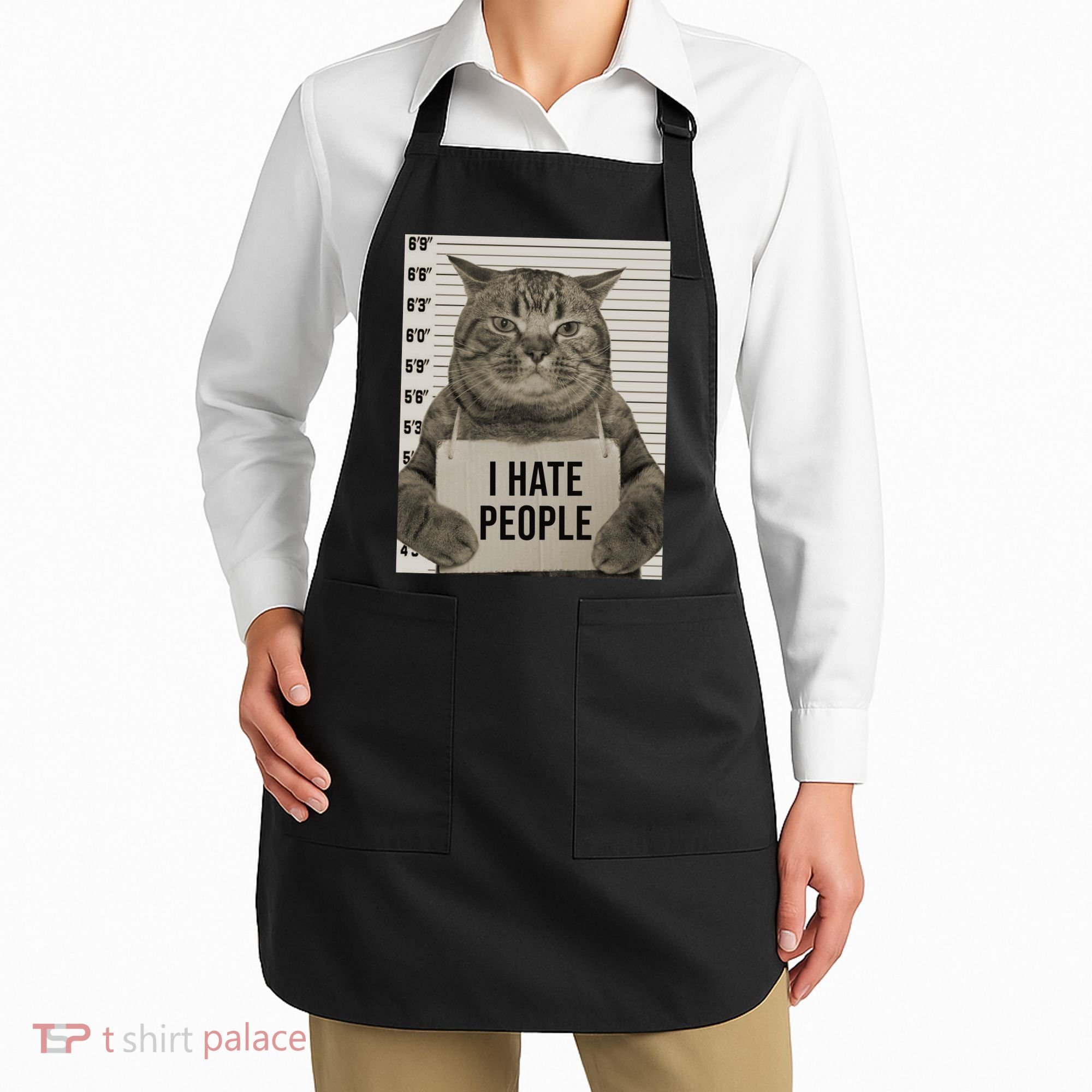 I Hate People Funny Jail Cat Apron