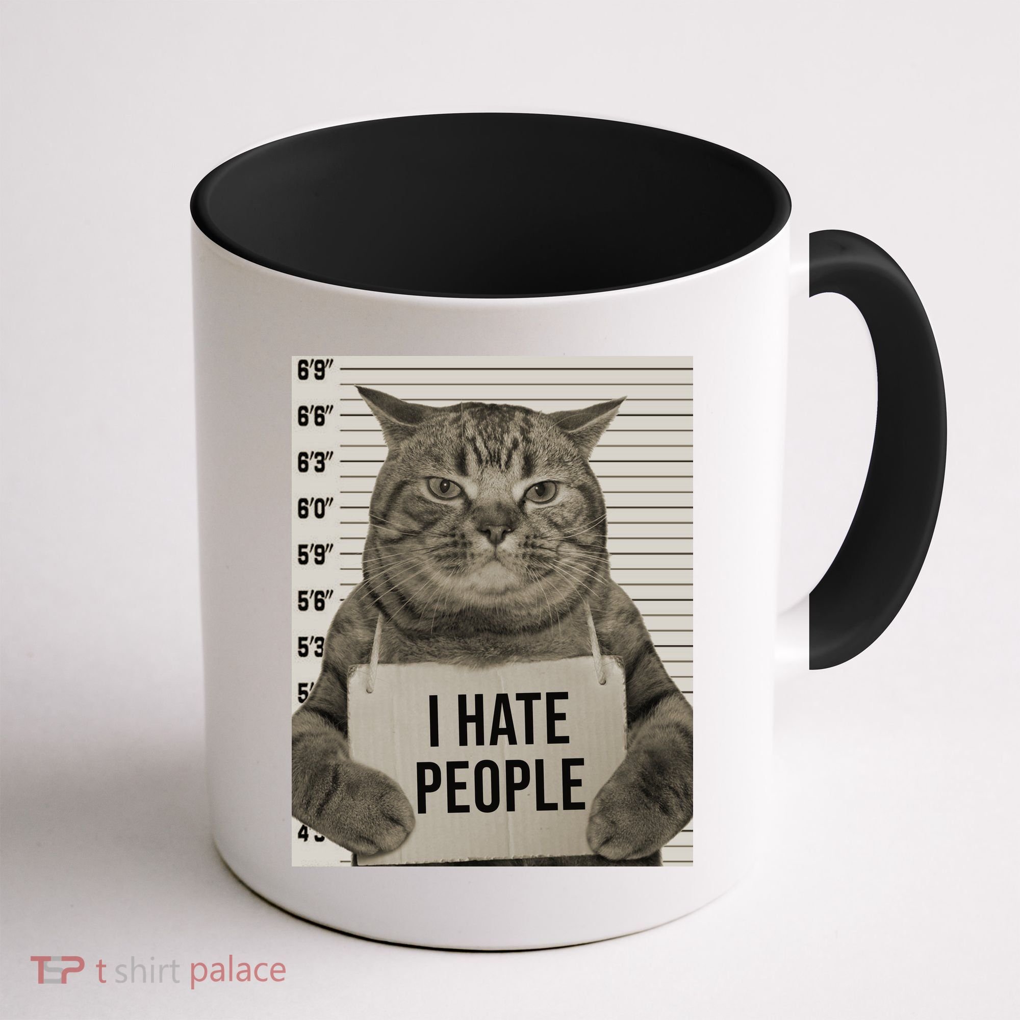 I Hate People Funny Jail Cat Coffee Mug