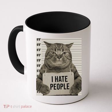 I Hate People Funny Jail Cat Coffee Mug