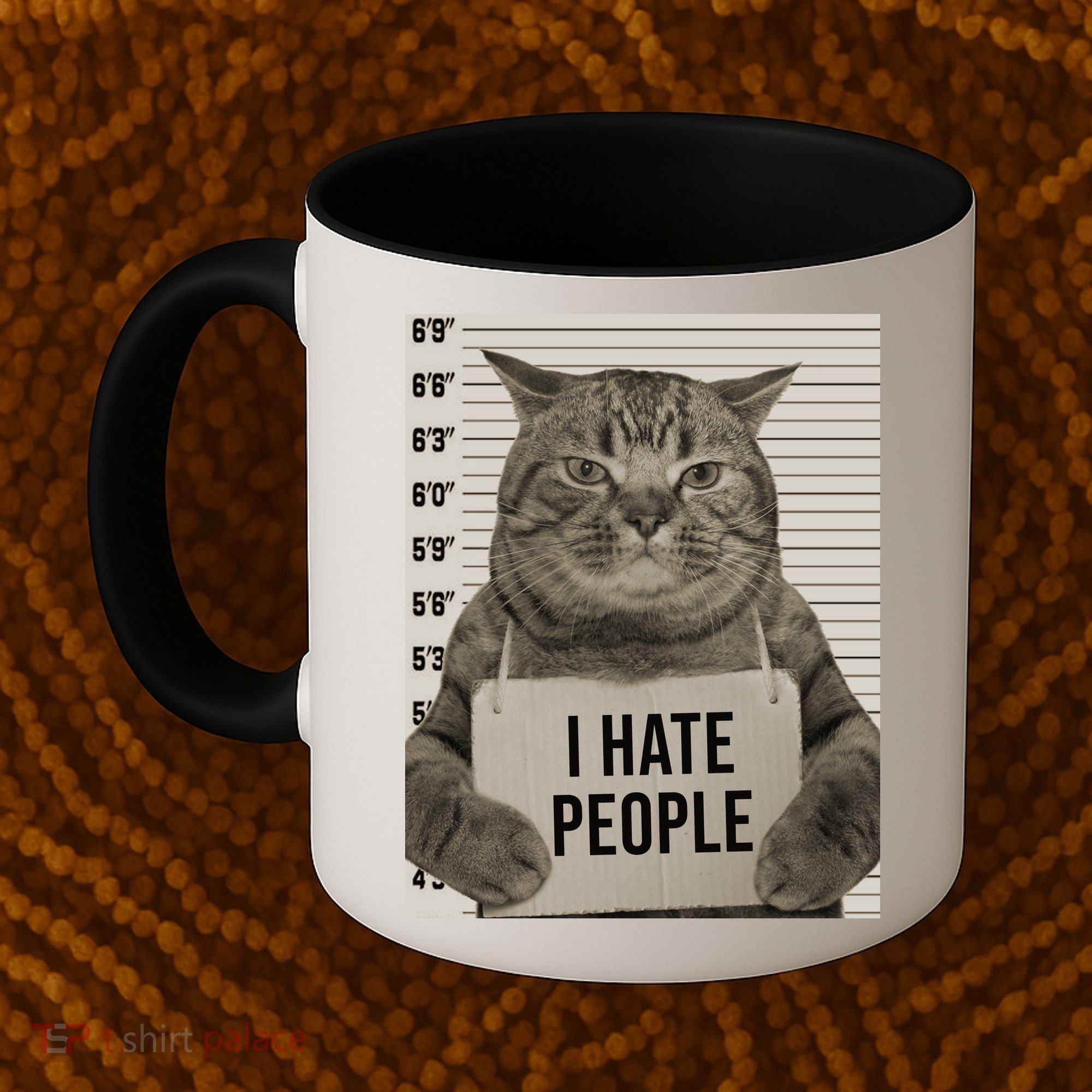 I Hate People Funny Jail Cat Coffee Mug