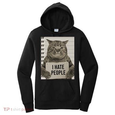 I Hate People Funny Jail Cat Women's Hoodie
