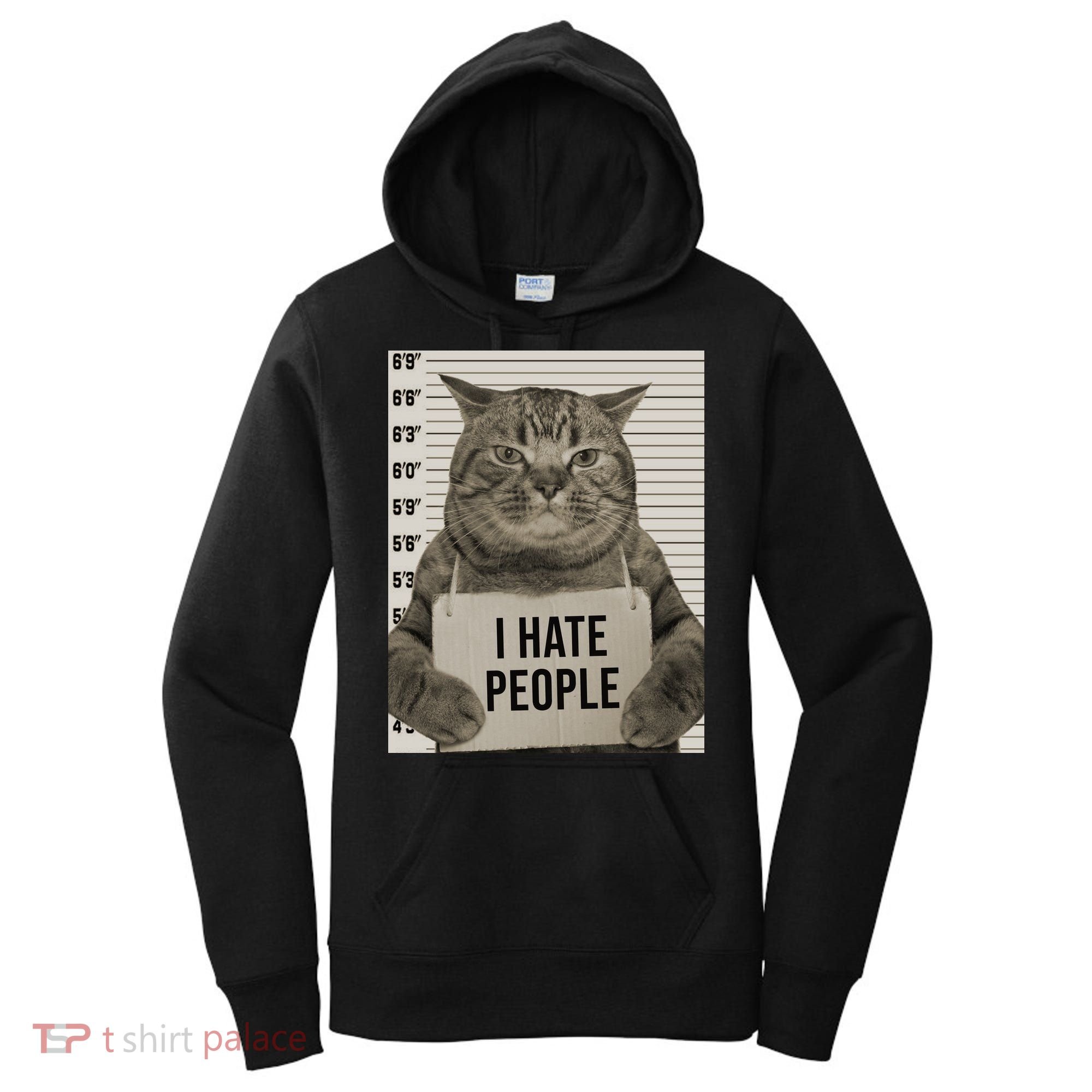 I Hate People Funny Jail Cat Women's Hoodie