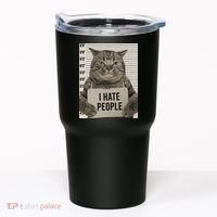 I Hate People Funny Jail Cat Tumbler thumb 0