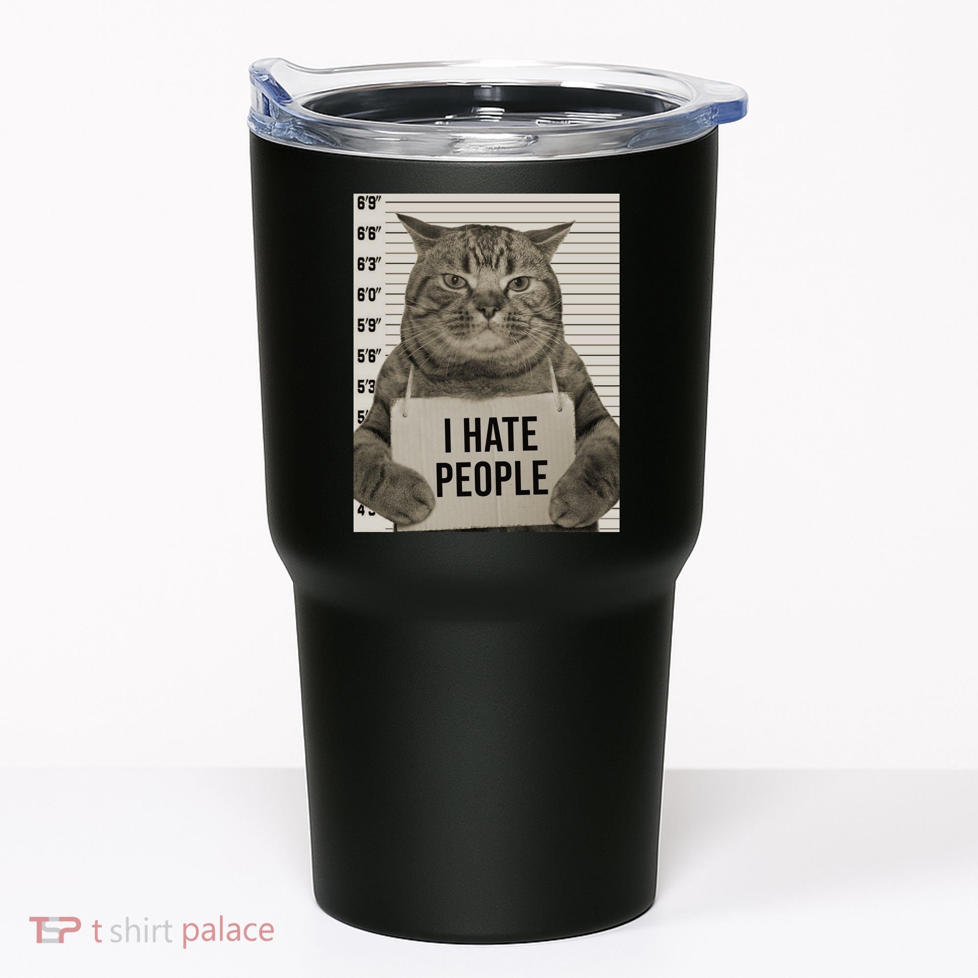 I Hate People Funny Jail Cat Tumbler
