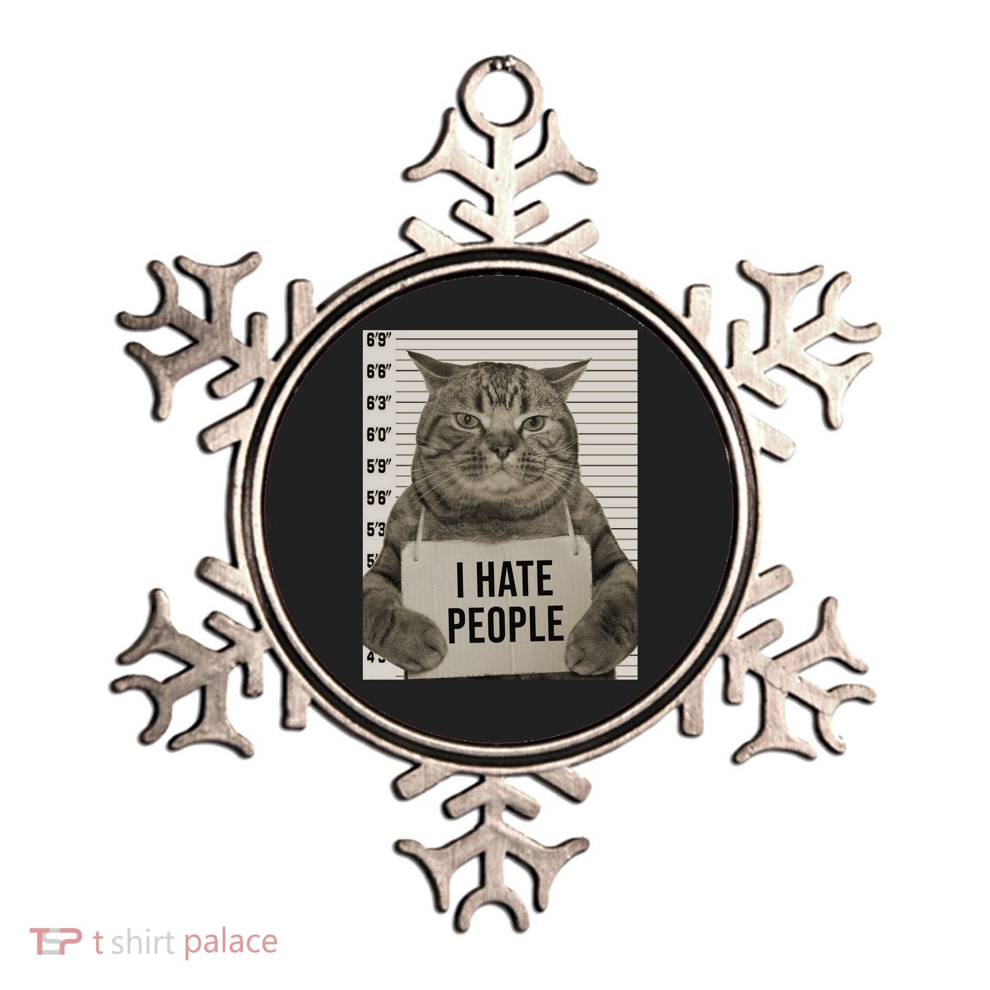 I Hate People Funny Jail Cat Ornament