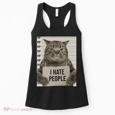 I Hate People Funny Jail Cat Women's Tank Top