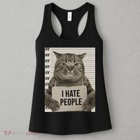 I Hate People Funny Jail Cat Women's Tank Top thumb 3