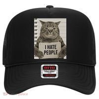 I Hate People Funny Jail Cat Hat thumb 0