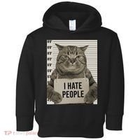 I Hate People Funny Jail Cat Toddler Hoodie thumb 0