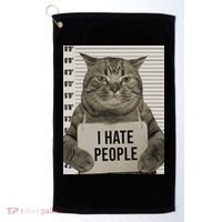 I Hate People Funny Jail Cat Golf Towel thumb 0