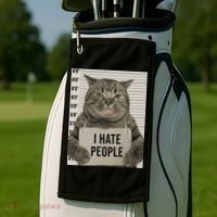 I Hate People Funny Jail Cat Golf Towel thumb 2