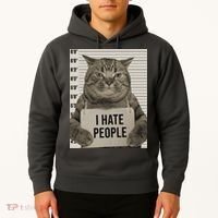 I Hate People Funny Jail Cat Hoodie thumb 2
