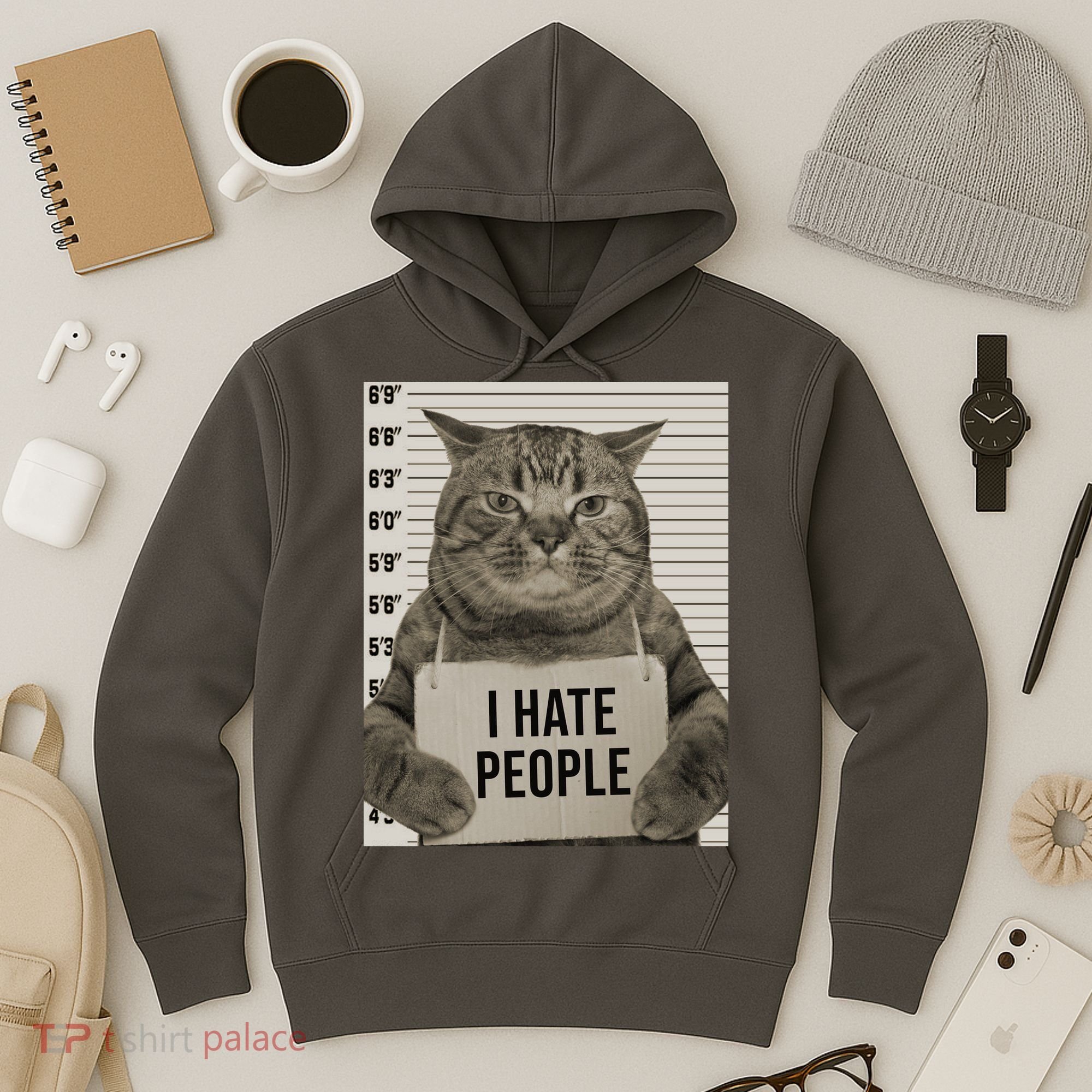 I Hate People Funny Jail Cat Hoodie