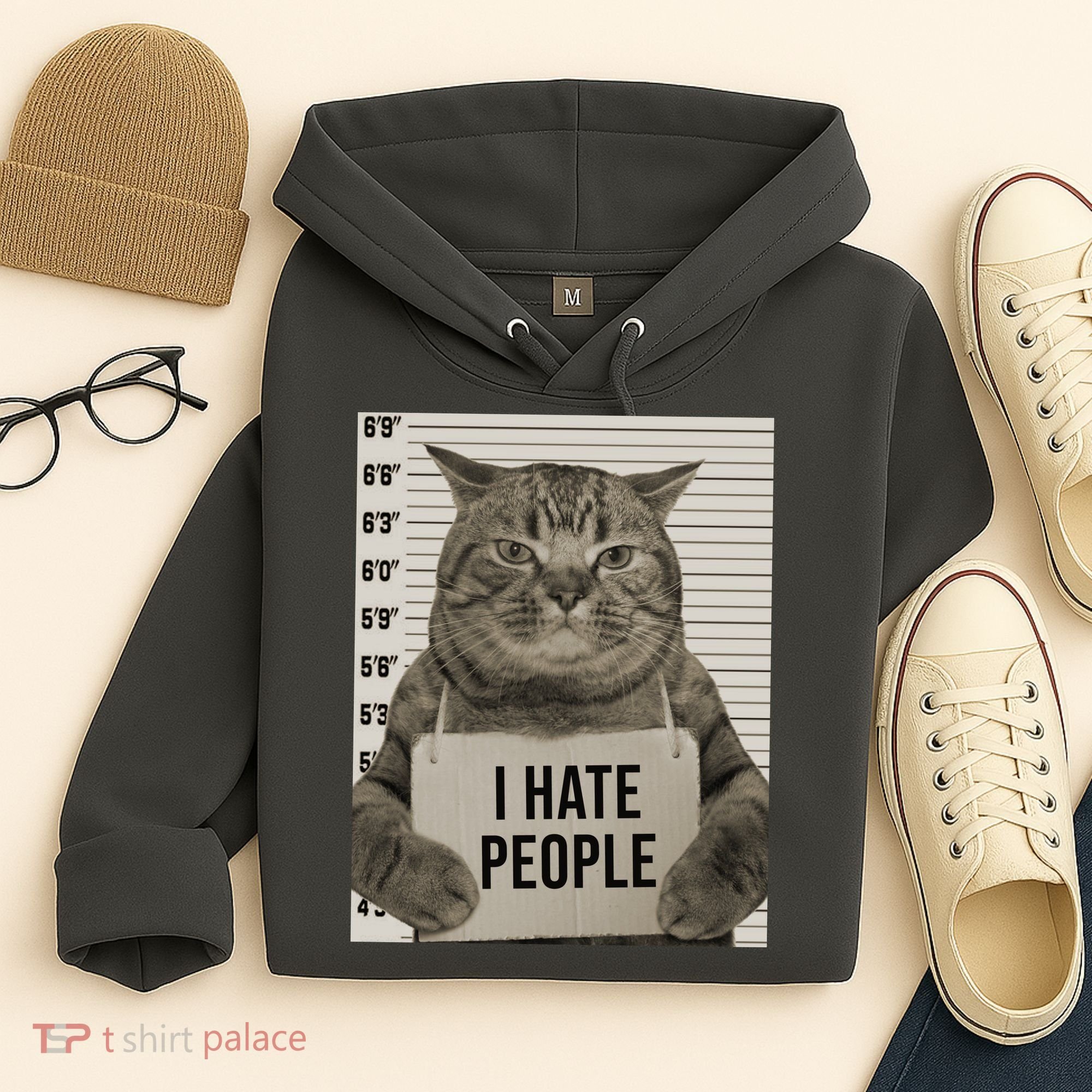I Hate People Funny Jail Cat Hoodie