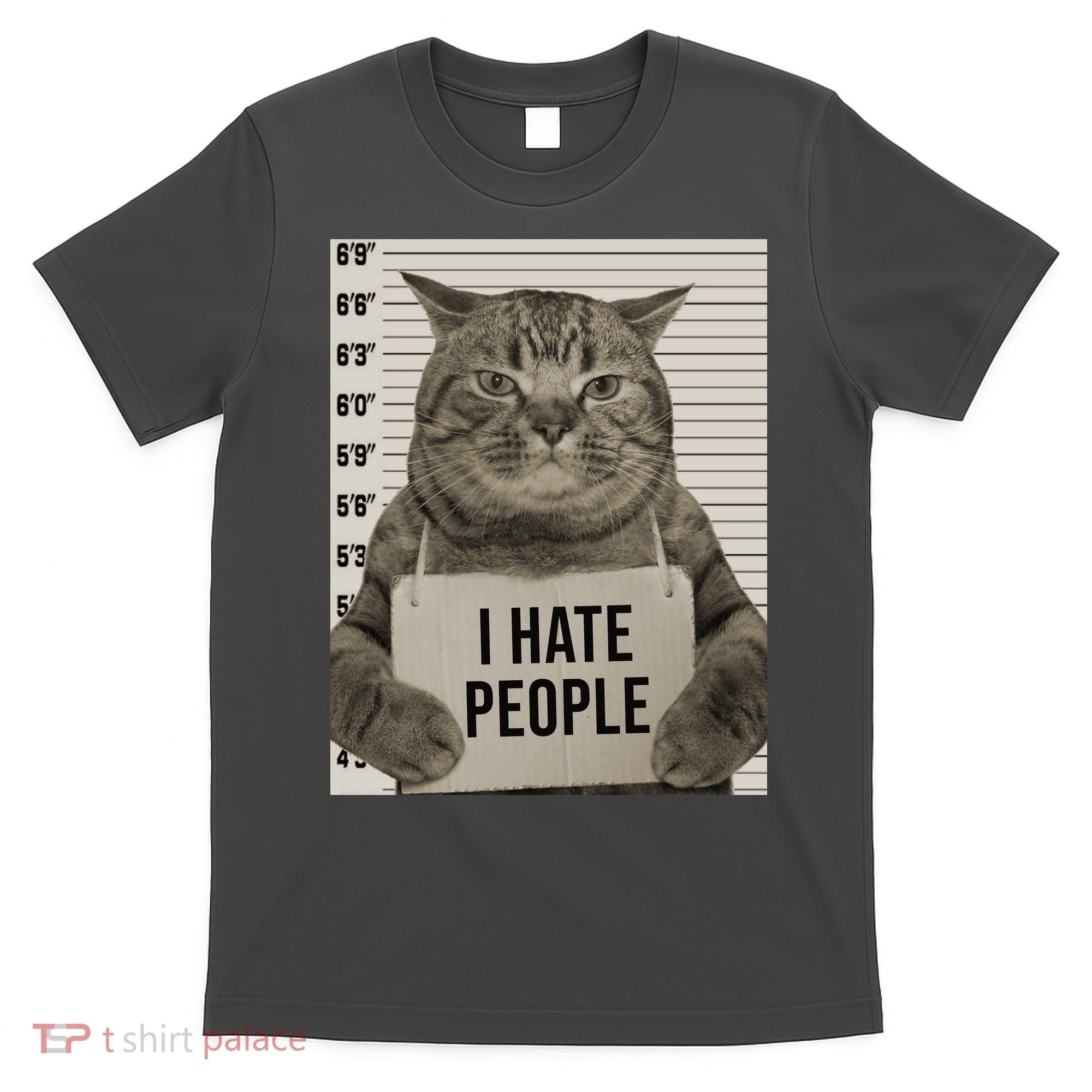 I Hate People Funny Jail Cat T-Shirt
