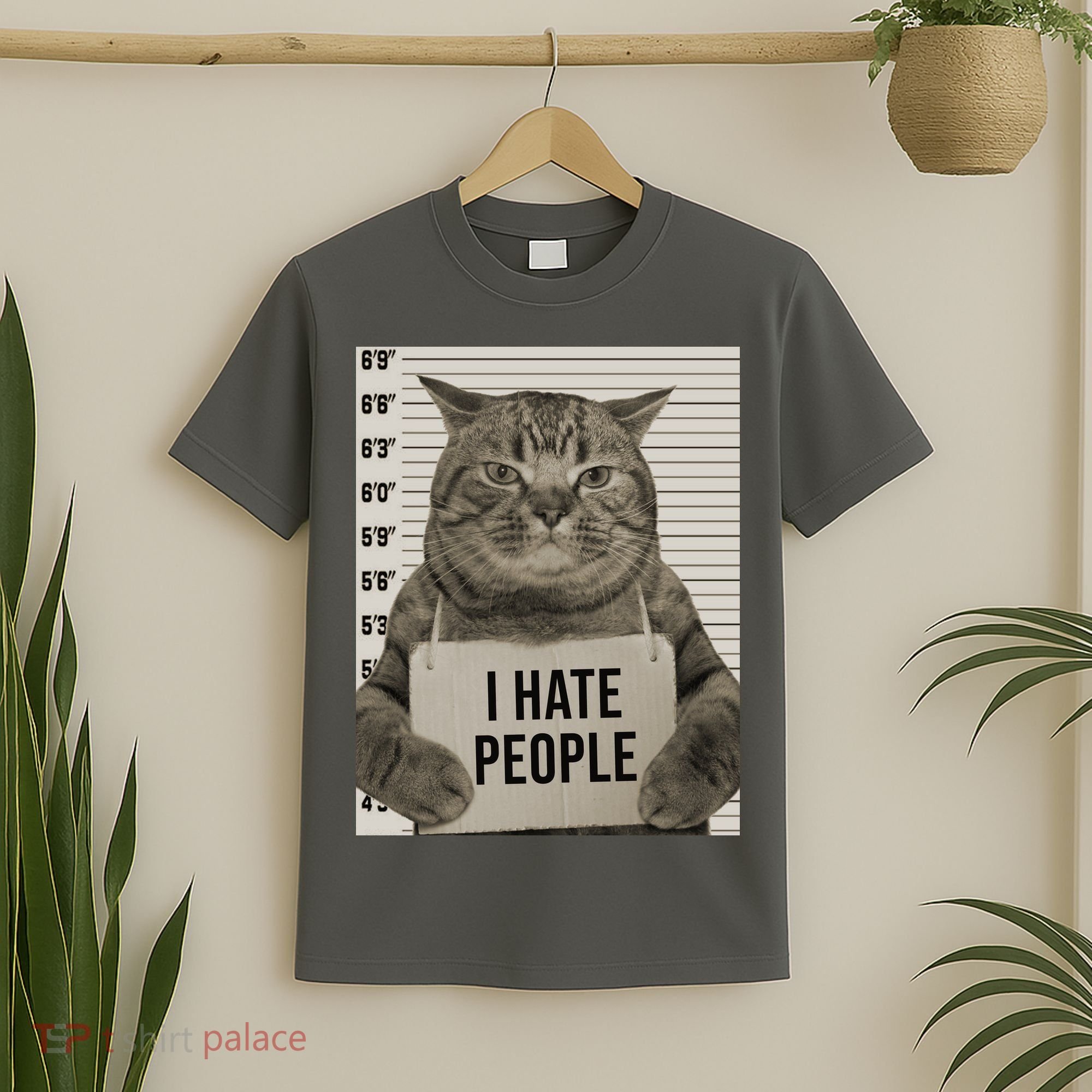 I Hate People Funny Jail Cat T-Shirt