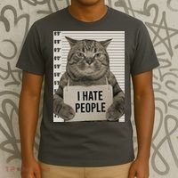 I Hate People Funny Jail Cat T-Shirt thumb 3