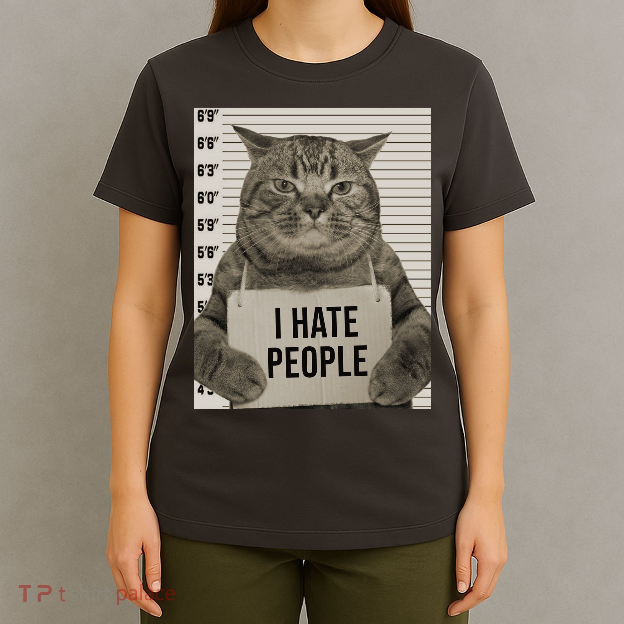 I Hate People Funny Jail Cat T-Shirt