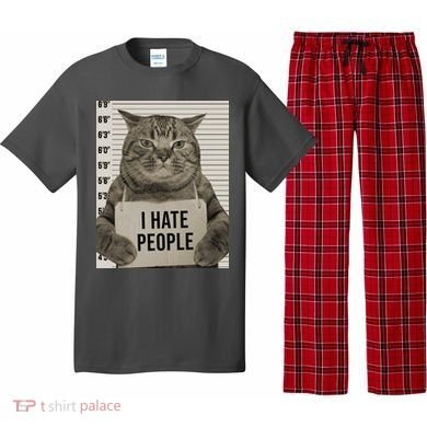 I Hate People Funny Jail Cat Pajama Set