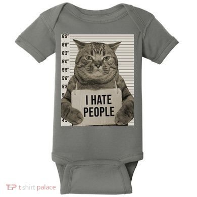 I Hate People Funny Jail Cat Baby Bodysuit