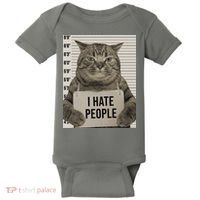 I Hate People Funny Jail Cat Baby Bodysuit thumb 0