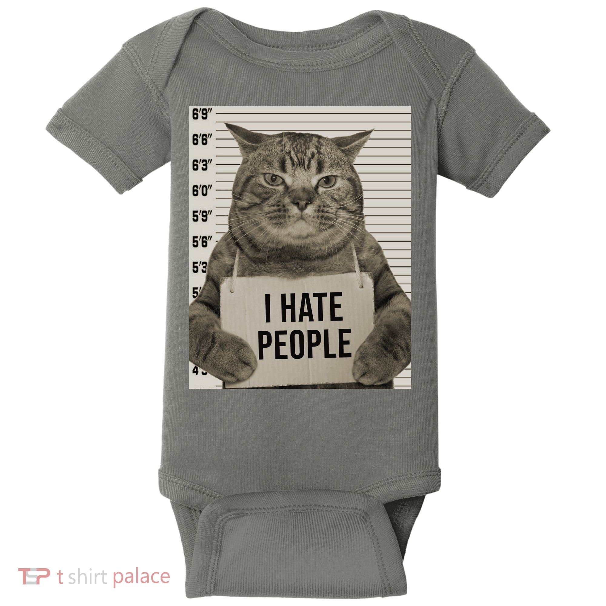 I Hate People Funny Jail Cat Baby Bodysuit