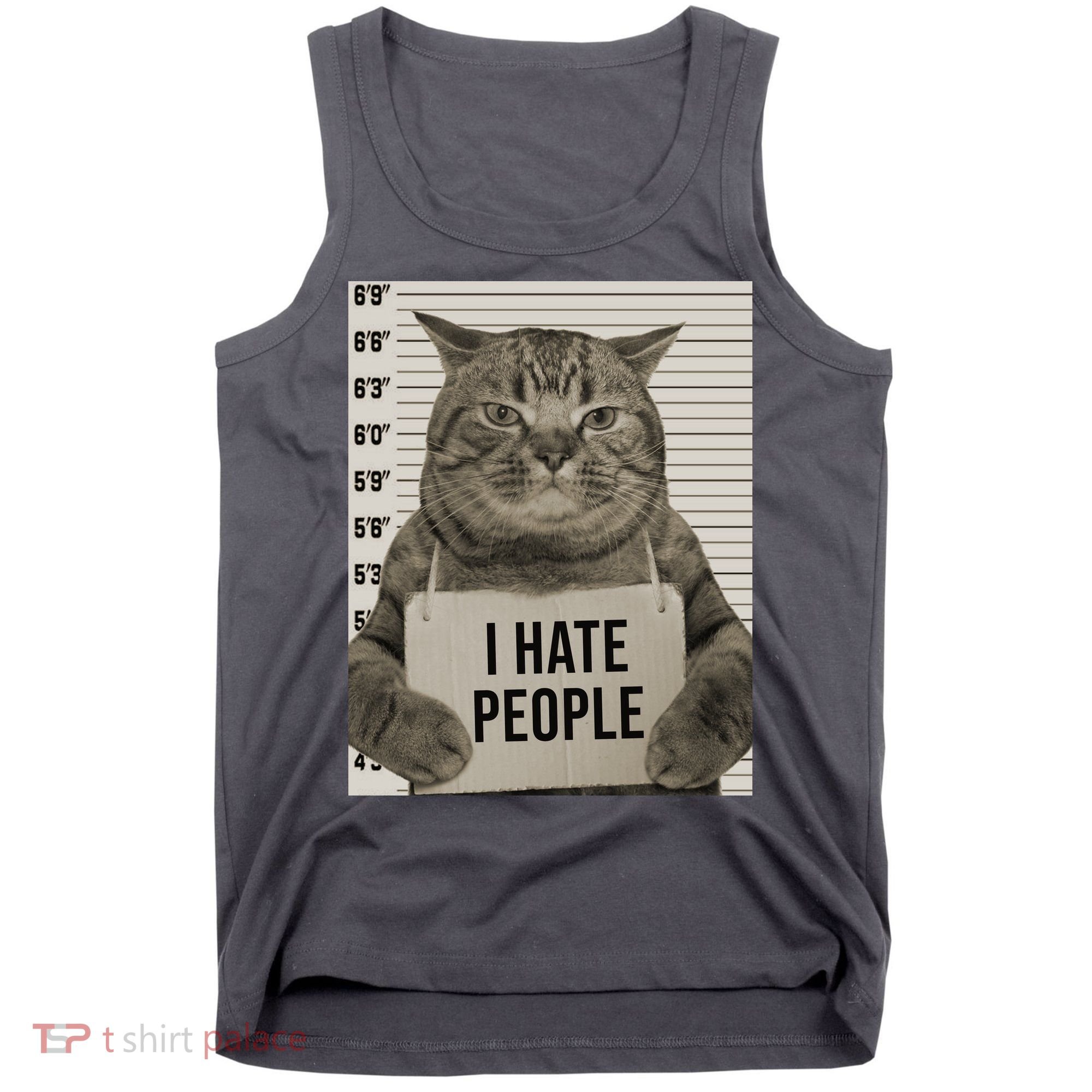 I Hate People Funny Jail Cat Tank Top
