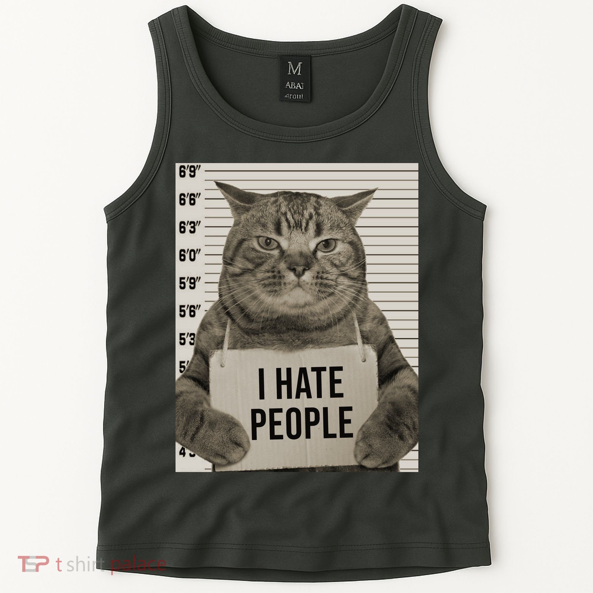 I Hate People Funny Jail Cat Tank Top