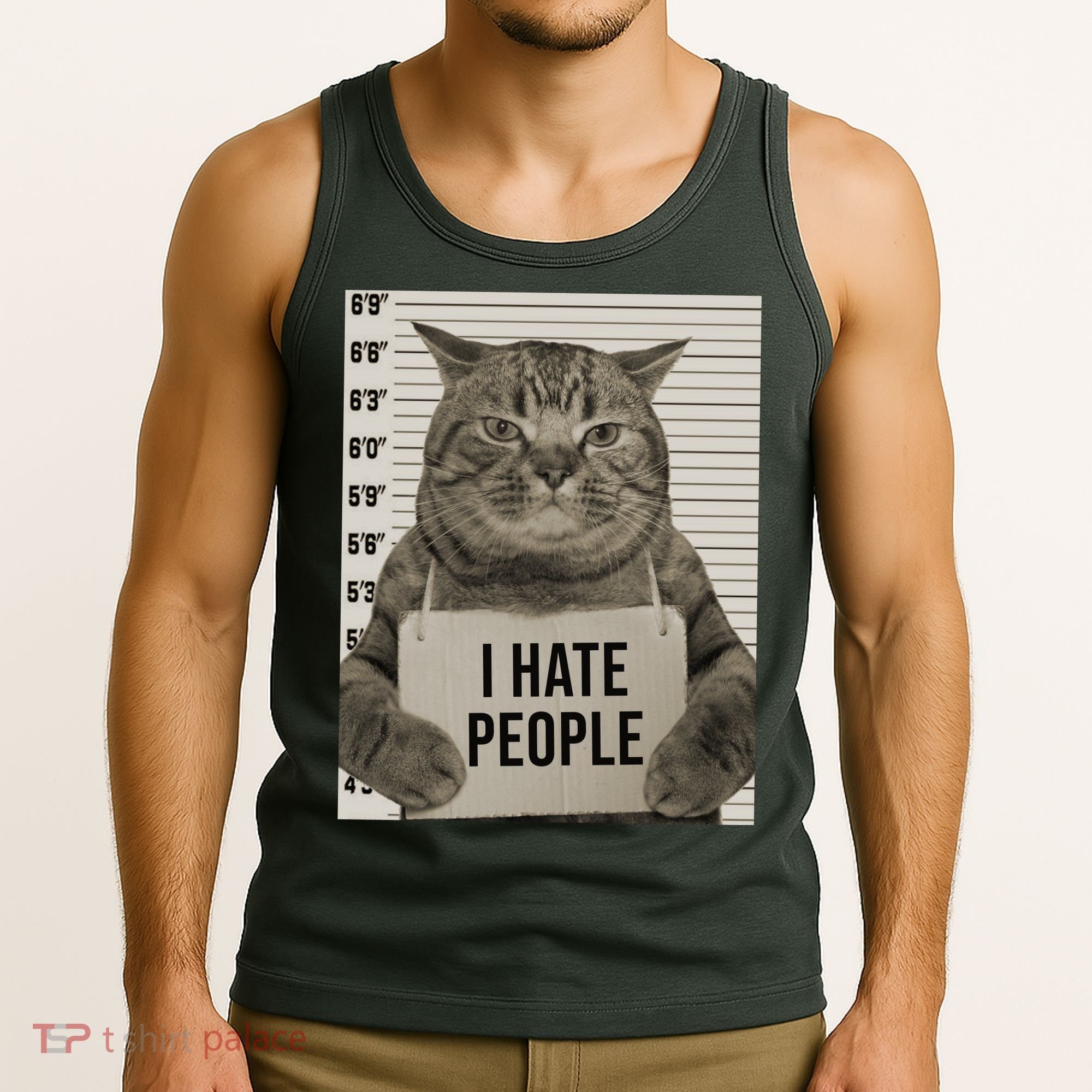I Hate People Funny Jail Cat Tank Top