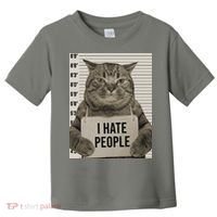 I Hate People Funny Jail Cat Toddler T-Shirt thumb 0