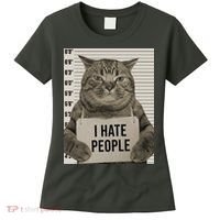 I Hate People Funny Jail Cat Women's T-Shirt thumb 0
