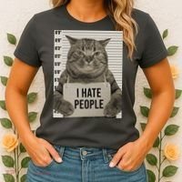 I Hate People Funny Jail Cat Women's T-Shirt thumb 2