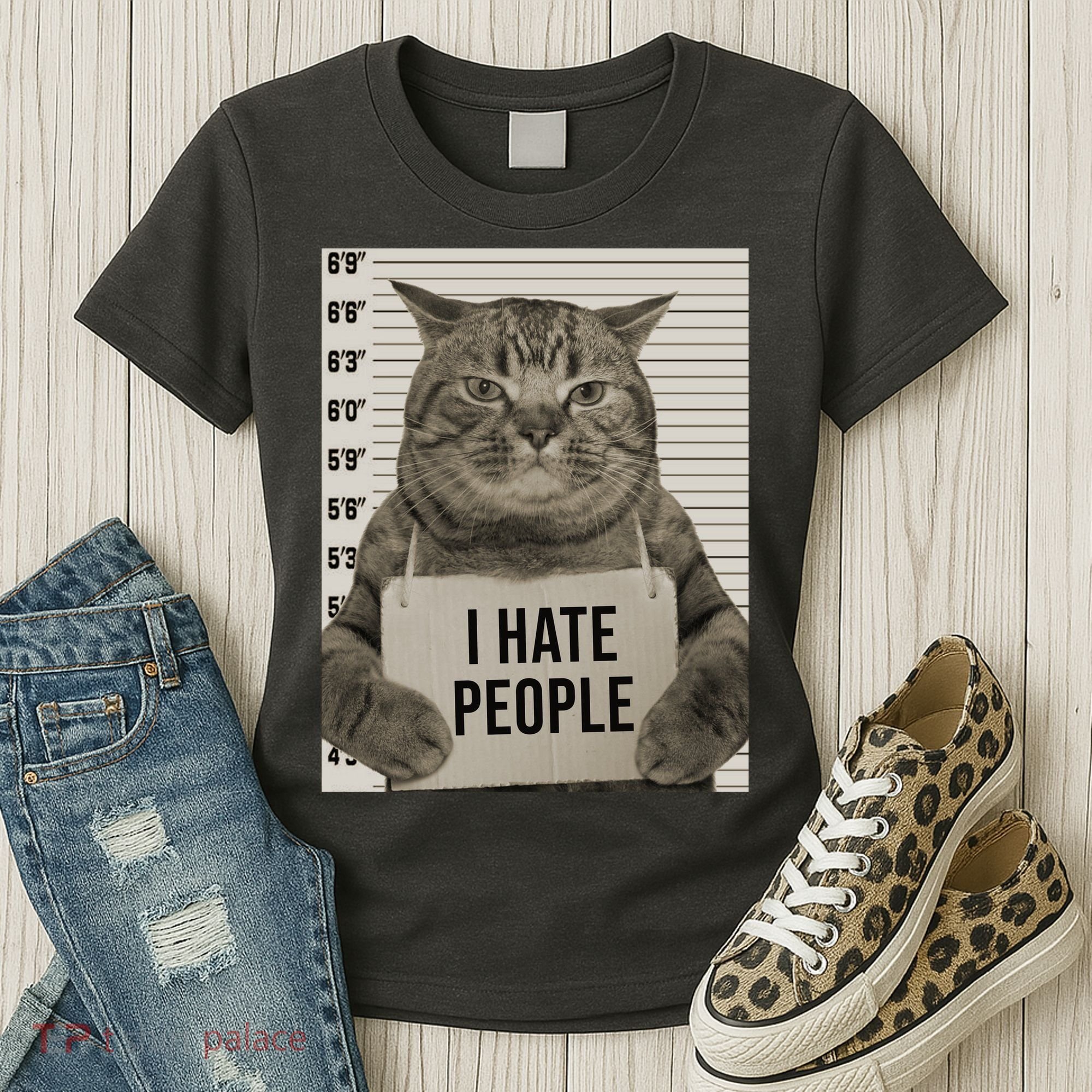 I Hate People Funny Jail Cat Women's T-Shirt