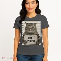 I Hate People Funny Jail Cat Women's T-Shirt thumb 4