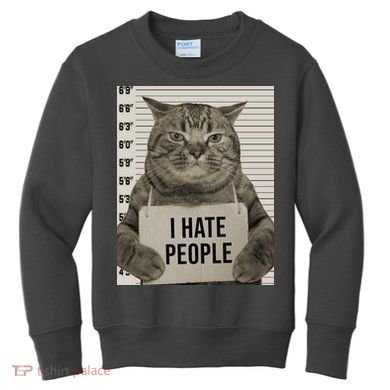 I Hate People Funny Jail Cat Kids Sweatshirt