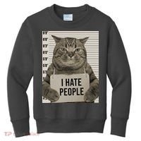 I Hate People Funny Jail Cat Kids Sweatshirt thumb 0