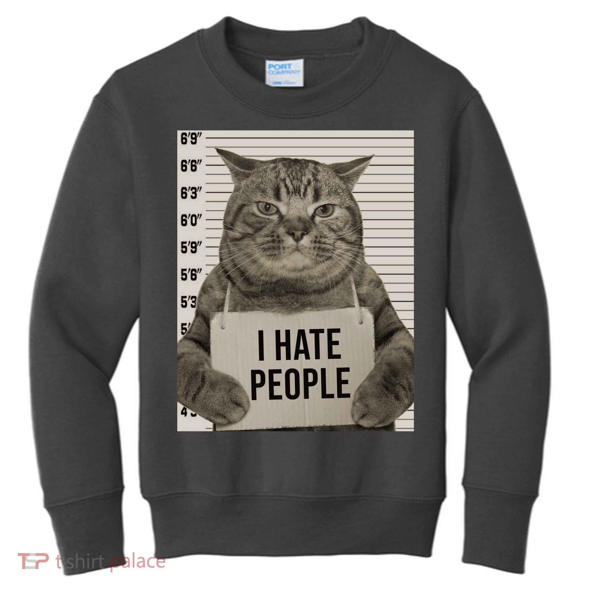 I Hate People Funny Jail Cat Kids Sweatshirt