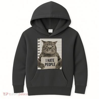 I Hate People Funny Jail Cat Kids Hoodie