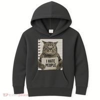 I Hate People Funny Jail Cat Kids Hoodie thumb 0