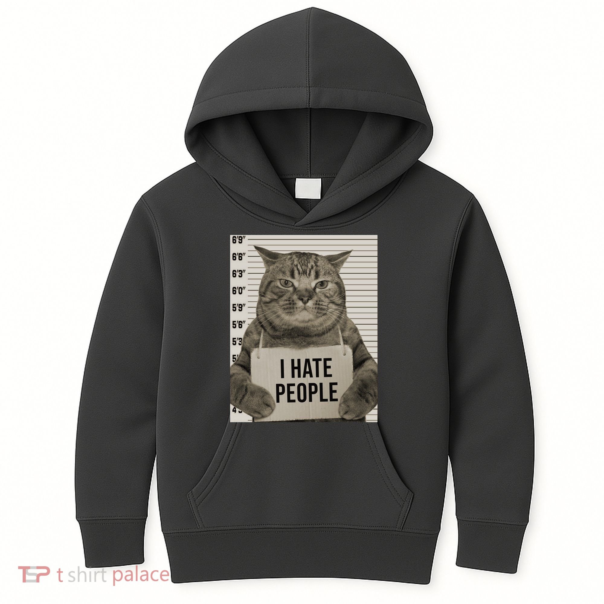 I Hate People Funny Jail Cat Kids Hoodie