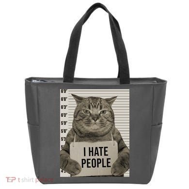 I Hate People Funny Jail Cat Tote Bag