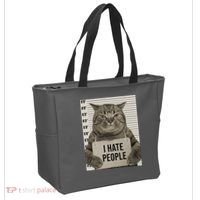 I Hate People Funny Jail Cat Tote Bag thumb 2