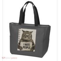 I Hate People Funny Jail Cat Tote Bag thumb 3