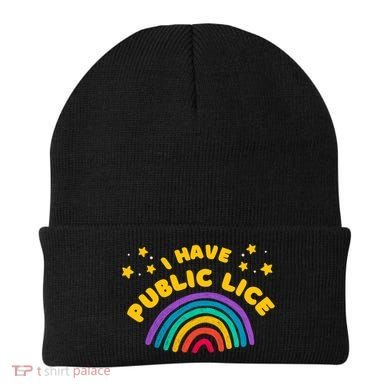 I Have Pubic Lice Funny Retro Offensive Inappropriate Meme Beanie