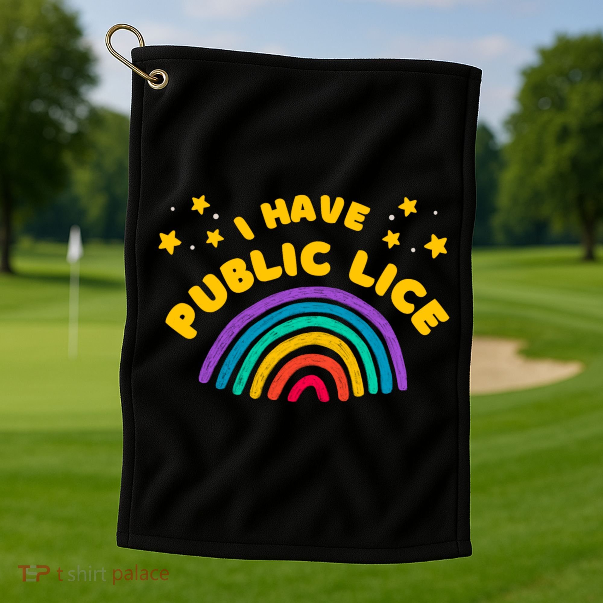 I Have Pubic Lice Funny Retro Offensive Inappropriate Meme Golf Towel