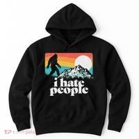 I Hate People! Funny Bigfoot Mountains 80S Joke Graphic Hoodie thumb 0