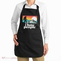 I Hate People! Funny Bigfoot Mountains 80S Joke Graphic Apron thumb 2