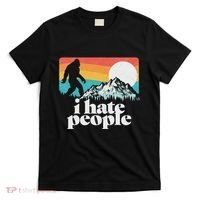 I Hate People! Funny Bigfoot Mountains 80S Joke Graphic T-Shirt thumb 0