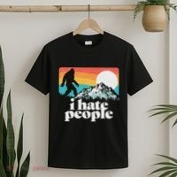 I Hate People! Funny Bigfoot Mountains 80S Joke Graphic T-Shirt thumb 2