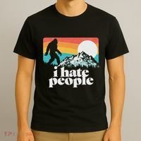 I Hate People! Funny Bigfoot Mountains 80S Joke Graphic T-Shirt thumb 3